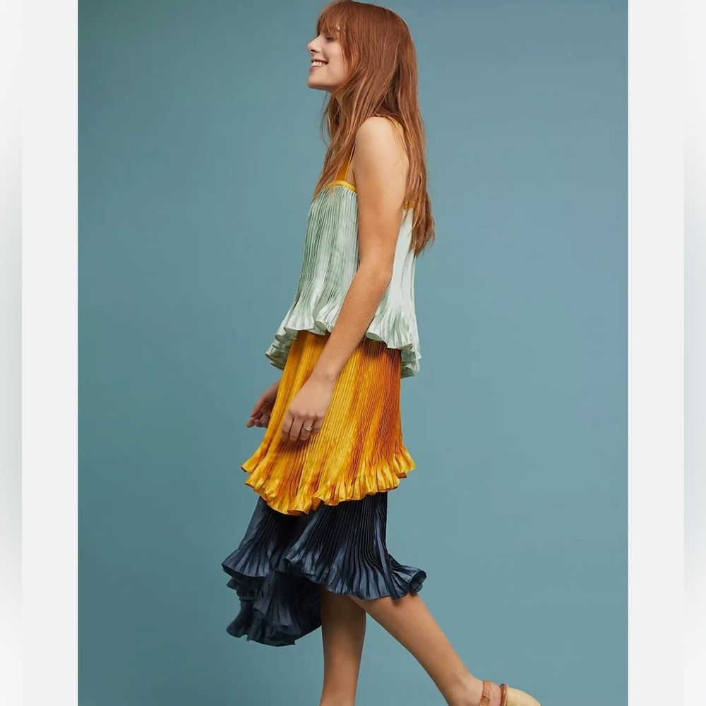 Anthropologie Guapa Colorblock Pleated Dress. Size medium. STUNNING! Almost new